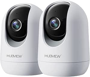 MUBVIEW 2K Pet Camera, Indoor Secuirty Camera with Phone APP, Home Security Camera for Dog/Baby, 2.4G WiFi Wired Camera with Night Vision, 24/7, Motion Tracking, Local&Cloud (2 Pack) asin的图片