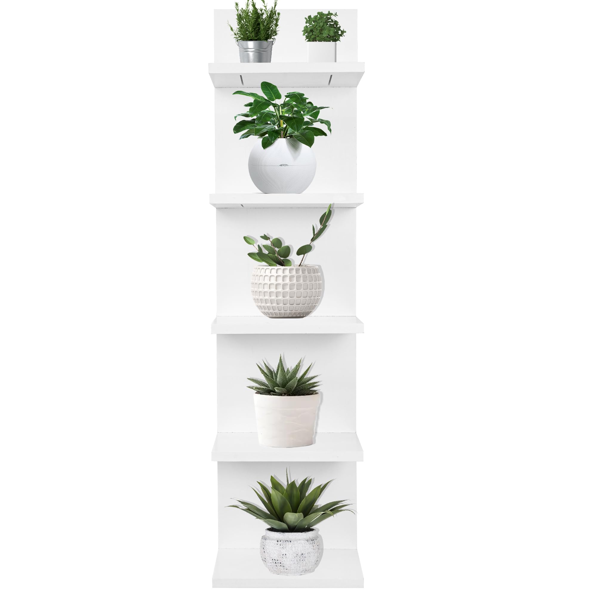 Estante de pared de madera de 5 niveles, organizador de almacenamiento flotante de columna vertical para decoración del hogar, estante flotante para decoración de pared para dormitorio, sala