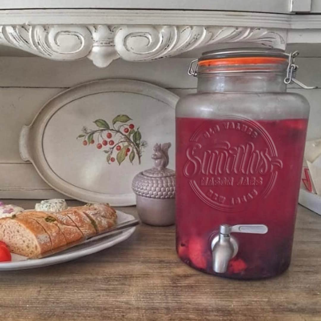 Smith's Mason Jars 5 Liter Glass Drinks Dispenser with Stainless Tap