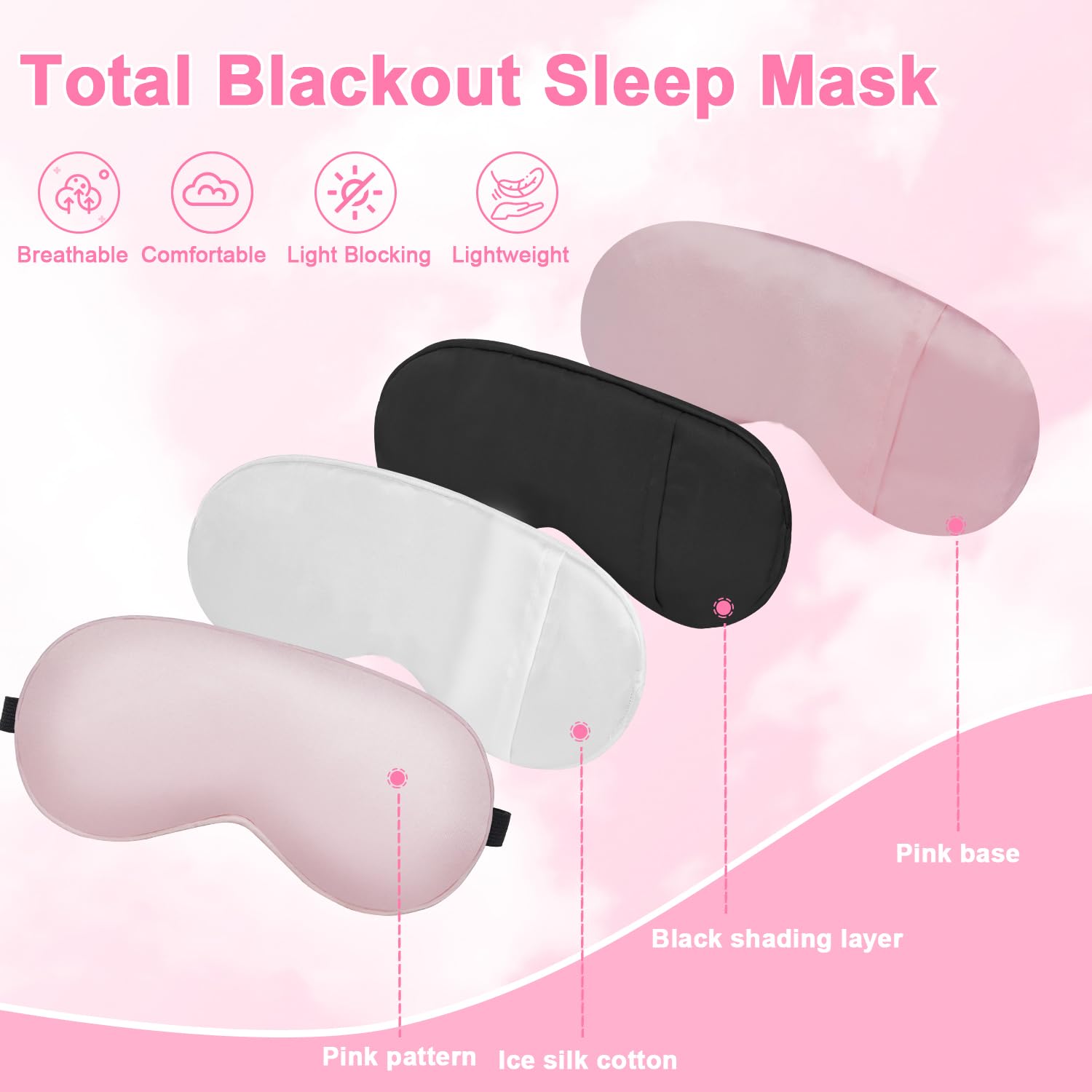 Schlafmaske mit kühlender Gel-Augenmaske, 2 Packungen beheizte Augenmaske zum Schlafen, wiederverwendbare Eisseide, Verdunkelungsaugenabdeckung, Schlafmaske für Reisen, Zuhause, Büro, Yoga,