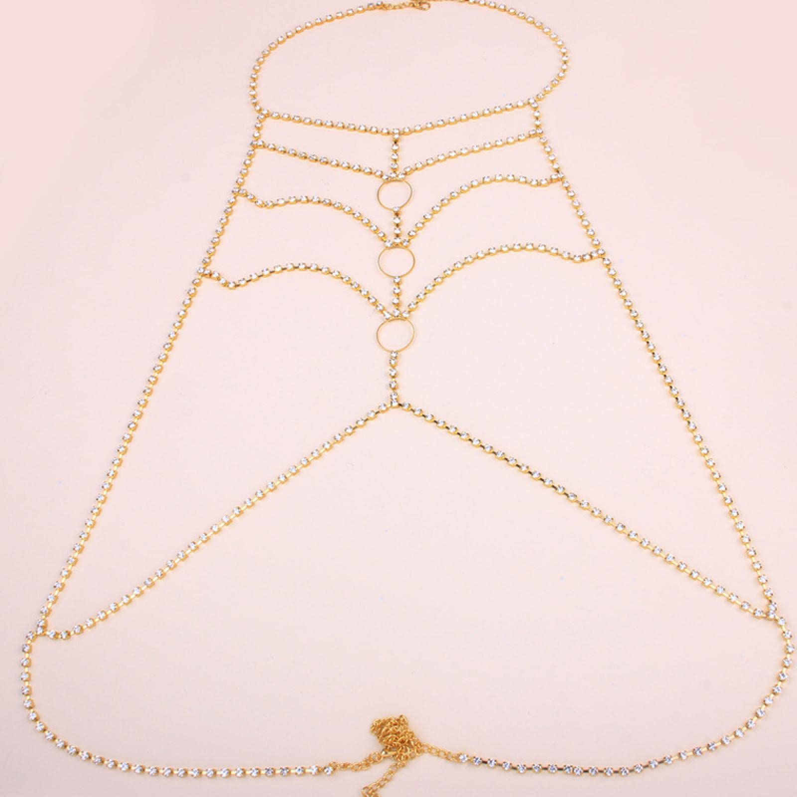 KLXSIVU Body Chains Birthday Gifts Round Sexy Chain Jewelry For Women Bling Rhinestone Around Bra Harness Lingerie (1)