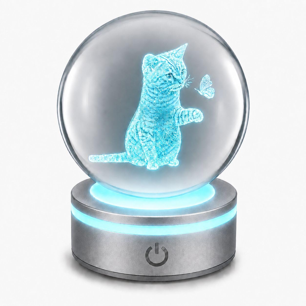 Amazon.co.jp: East Leaf 3D 猫 クリスタルボール 8cm LEDライト 置物
