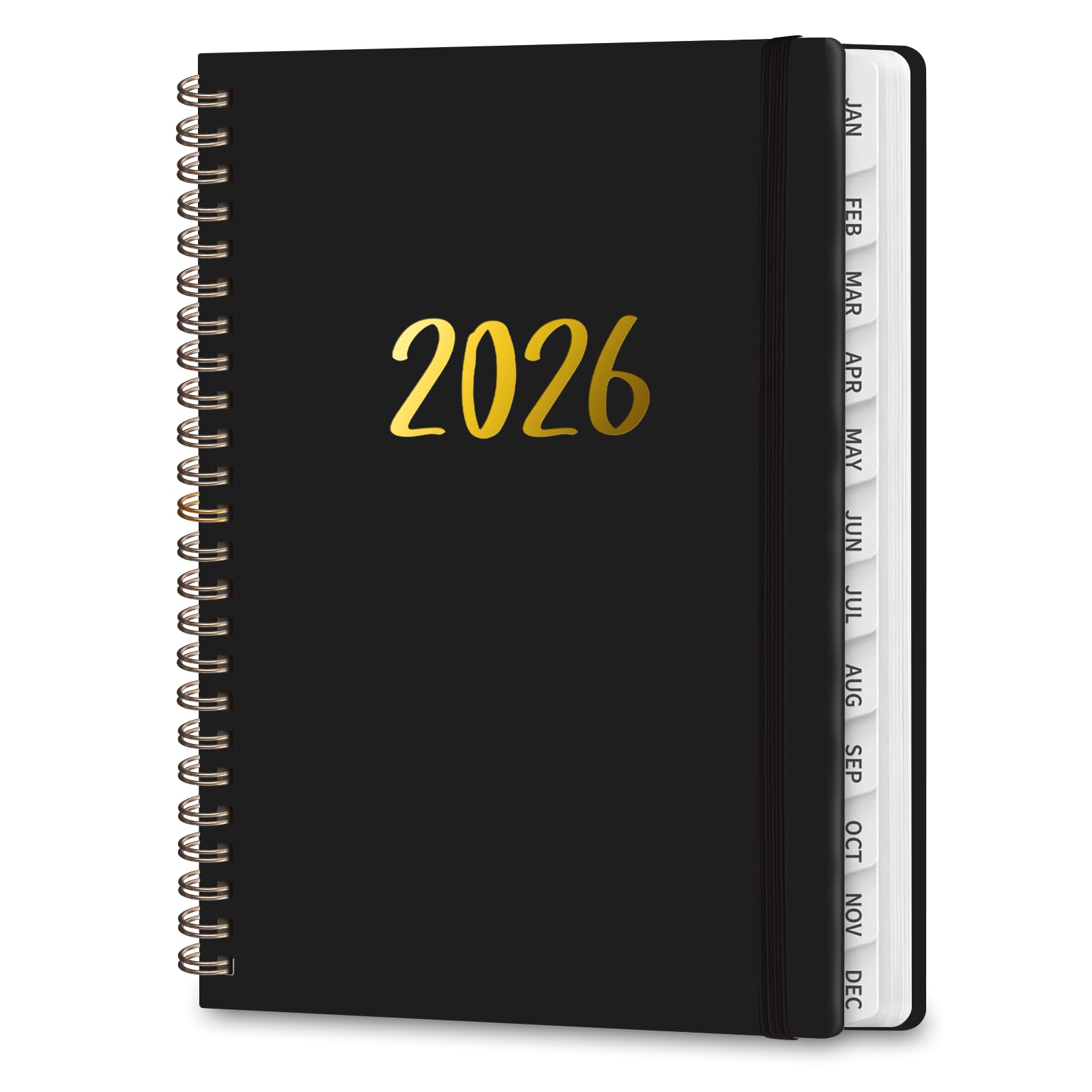 2026 Daily Planner, Academic Year Monthly and Weekly Calender Notebook 6.3" x 8.5" - 12 Months（January 2026 - December 2026）, Hardcover Spiral Bound School Teacher Student Planning Agenda Book with monthly Tabs-BLACK