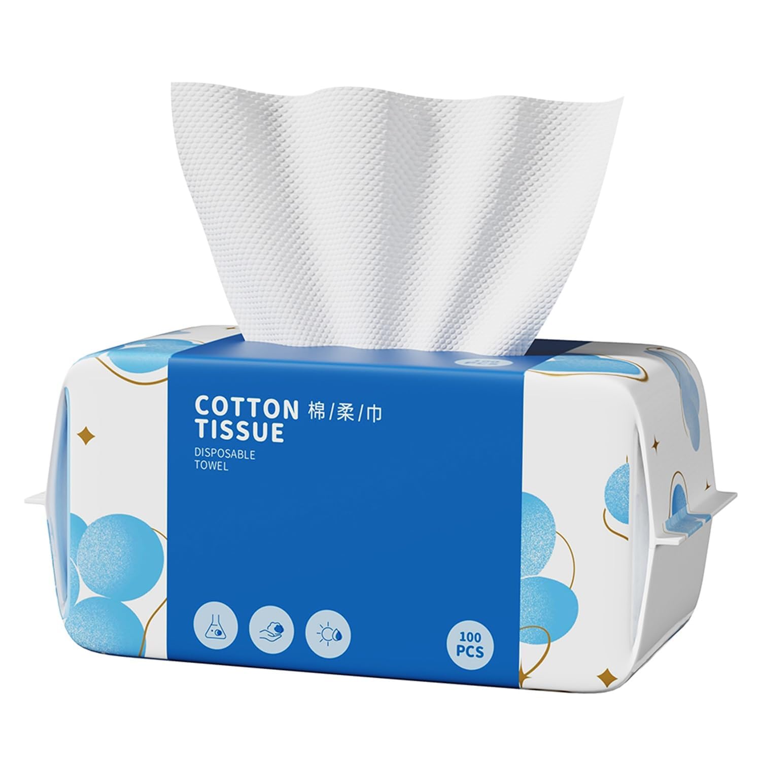 100 Count Disposable Face Towels, Soft Cotton Dry Wipes for Washing, Drying, Cleansing, Skincare & Makeup Removal (7.9