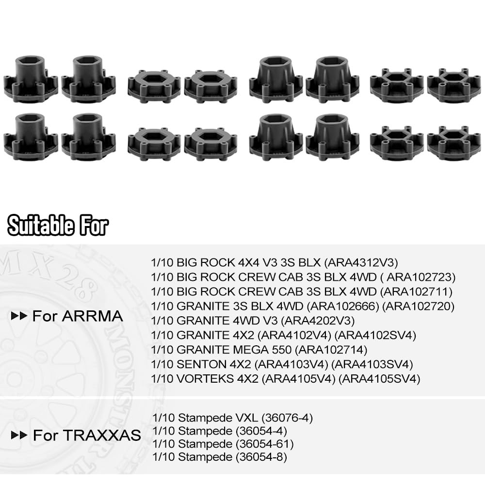 MX28 2.8 RC Tires & Wheels Set - 1/10 Scale For Arrma Traxxas Stampede Rustler 4PCS