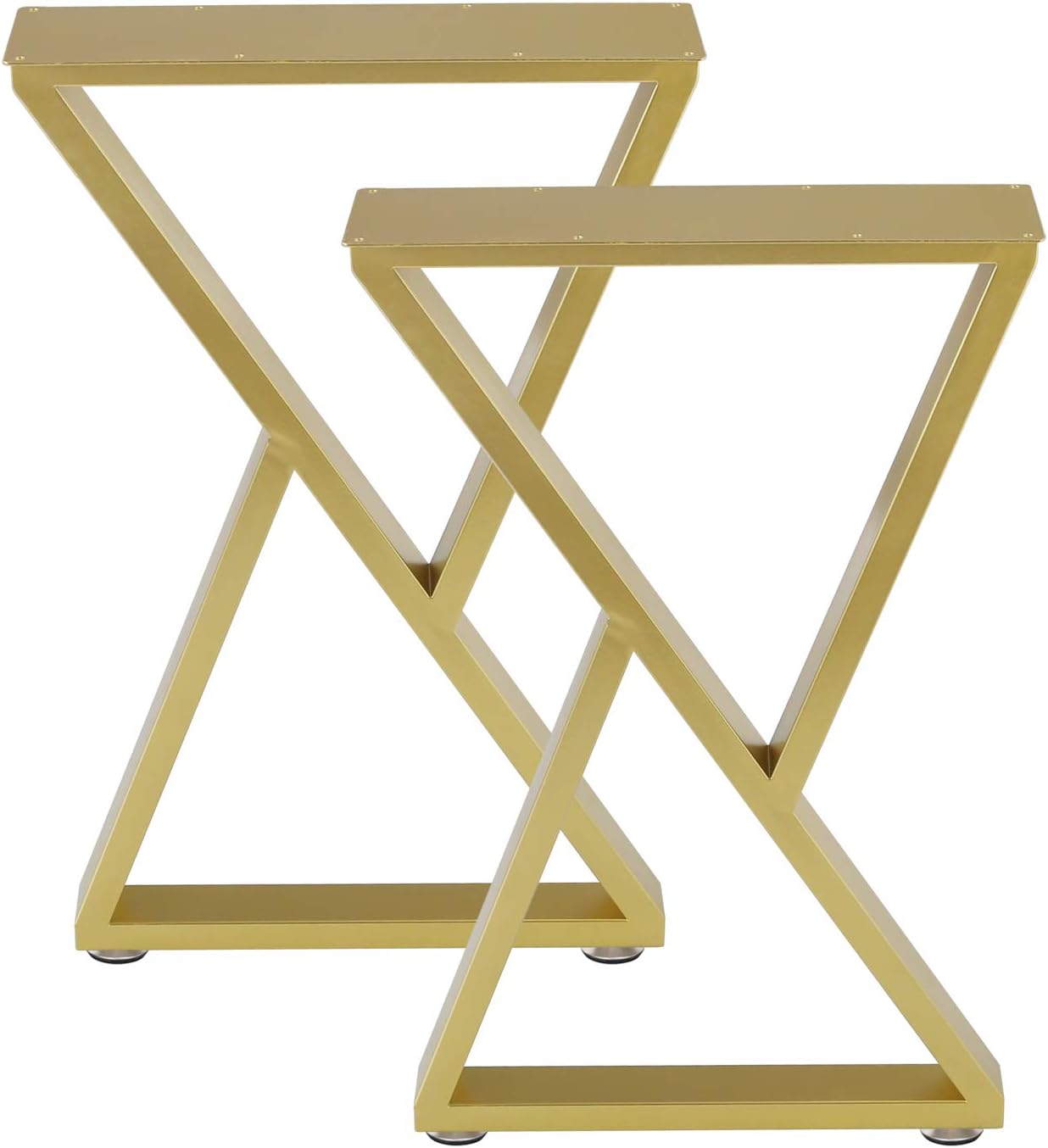 HOMEKAYT Industrial Metal Table Legs (H28 x W17.7) Heavy Duty Modern Furniture Legs for DIY Use Set of 2 Desk Legs Multiple Uses for Dinning Table,Coffee Table,Kitchen Table-(Triangle-Shape,Gold) 28”H x 17.7”W Triangle-shape Gold