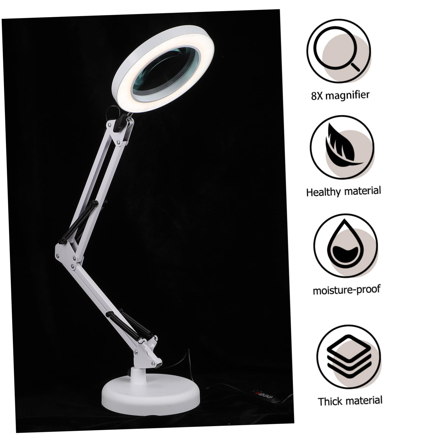 Gatuida Lámpara de Aumento LED Lupa 5x, Brazo Ajustable 3 Articulaciones, Luz Fría USB y Soporte para Escritorio, Fácil de Transportar y Usar