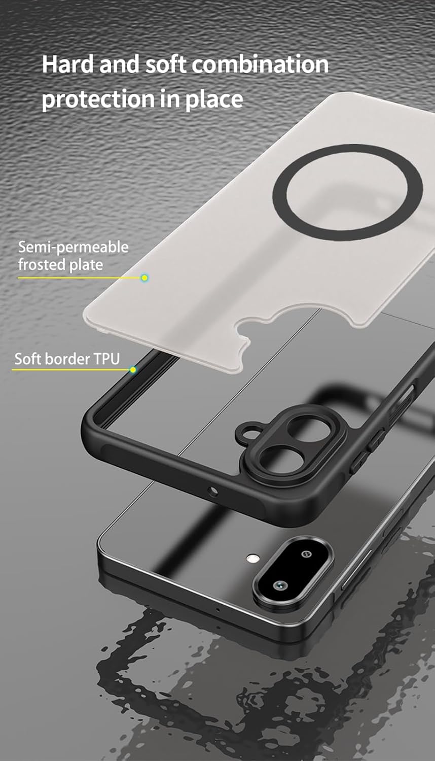 USTIYA Magnética Capa para Samsung Galaxy Case Matte Acrílico Uso Resistente Protetora de Câmera Capinha Acessórios para Celular com Cordão Preto FGCX (Samsung A07)