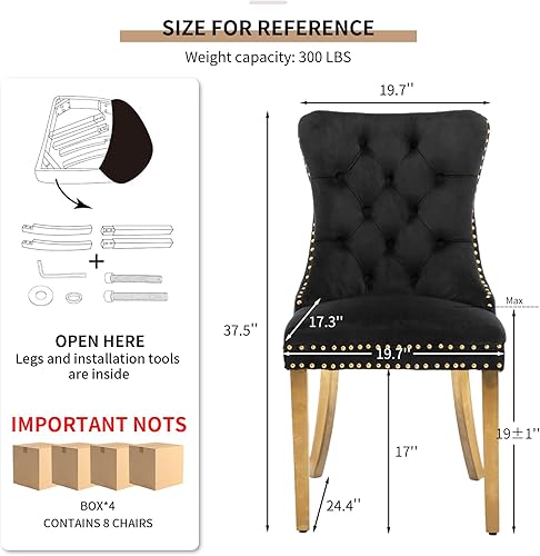 Miniatura 85 de Juego de 6 sillas de comedor modernas de mediados de siglo, con respaldo tapizado de terciopelo verde, sillas de cocina y comedor, patas de metal