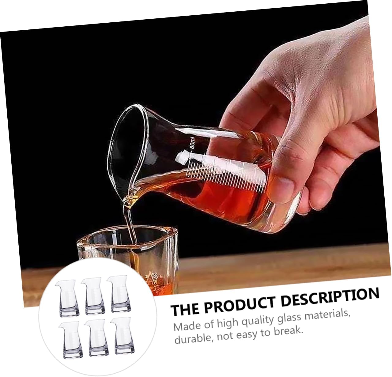 6pcs Glass Measuring Cups Drinkware for Precise Liquor Measurement and Lightweight Bar Accessories Easy Read Markings for Accurate Pouring