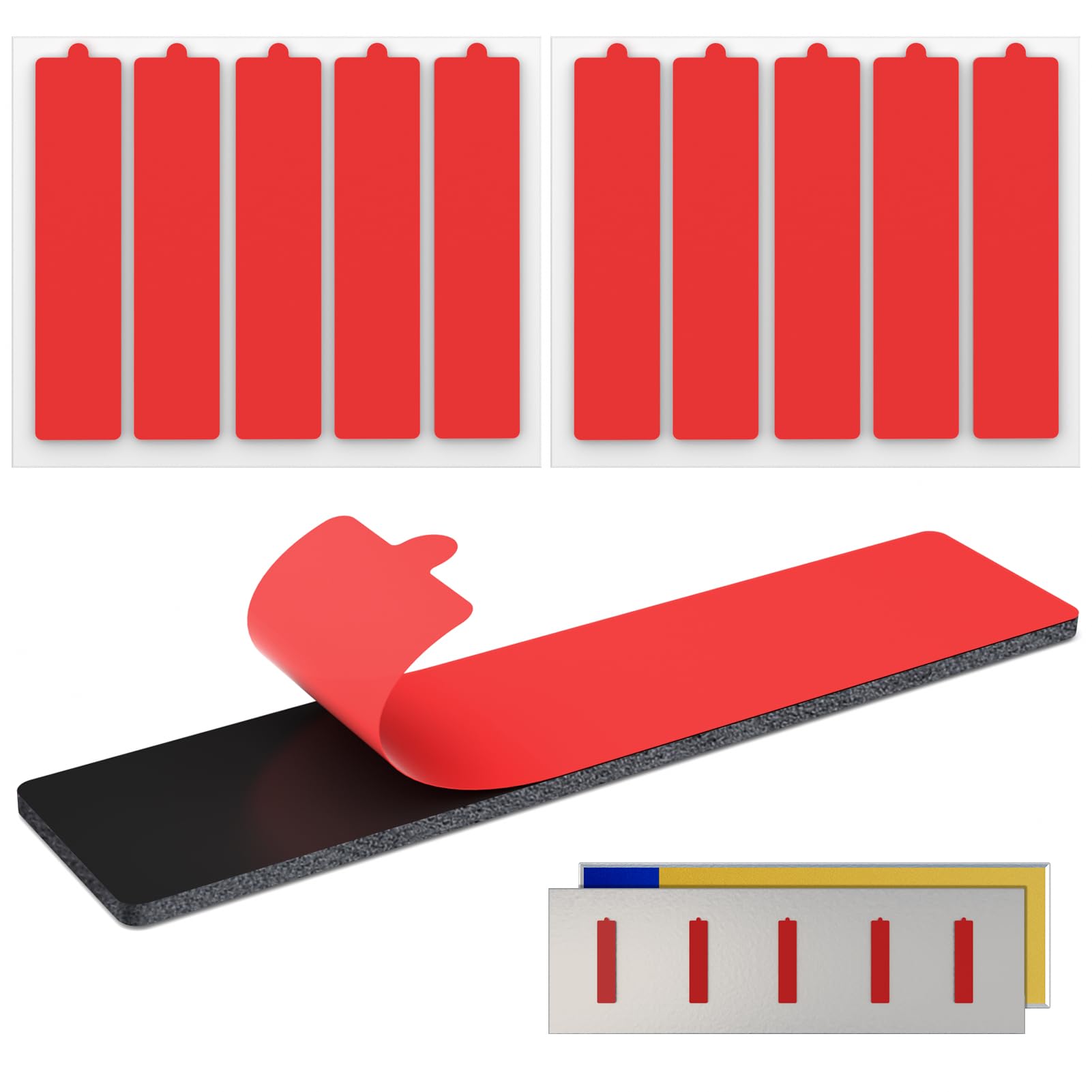 FIXCHORD Doppelseitiges Klebepads Extra Stark, 10 x Nummernschild Klebeband aus Schaumstoff, Selbstklebendes Kfz-Kennzeichen Klebepads für Fahrzeugkennzeichen, Nummernschilder