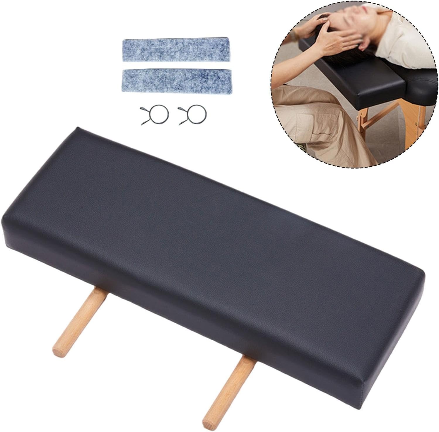 Massage Table Length Extender 51x19x6.5cm Universal Extension Pad Insert for Folding Massage Beds Comfortable Support- Black