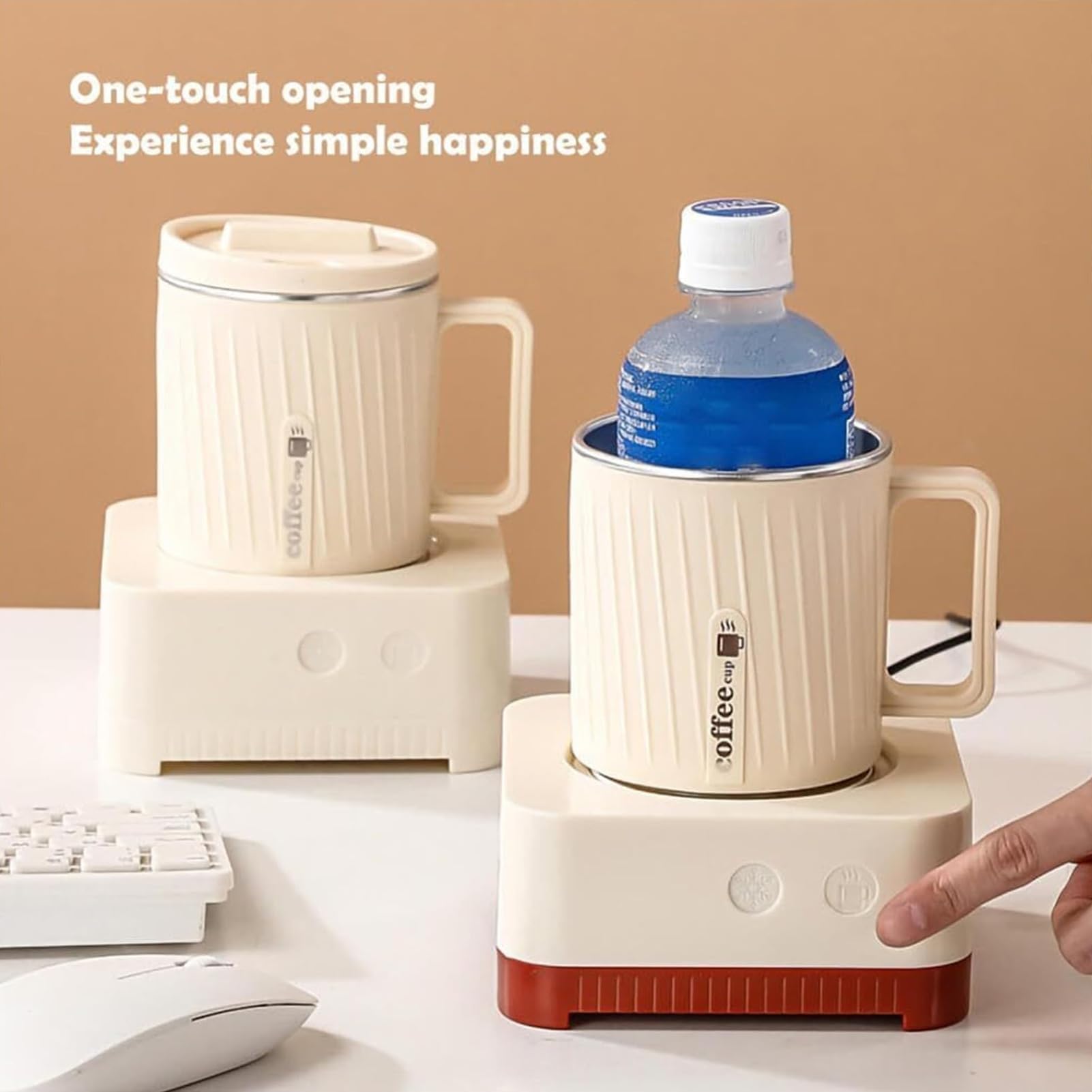 Enfriador Eléctrico de Bebidas, Vaso Eléctrico Refrigerante de 500 ml con Doble Función de Frío y Calor, Empaque en Caja de Regalo, Cuerpo de Aluminio, Inicio con un Solo Toque, Mini Enfriador D