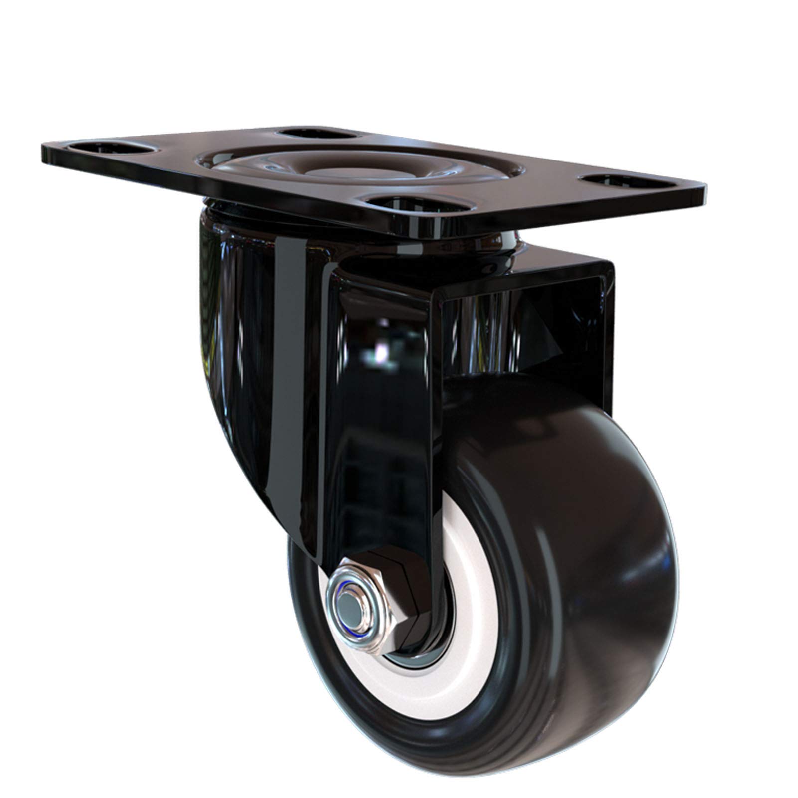 4 Ruedas giratorias Negras de Poliuretano 2 Pulgadas for carros | Ruedas for muebles resistentes con gran capacidad de carga for bancos de trabajo y mudanzas