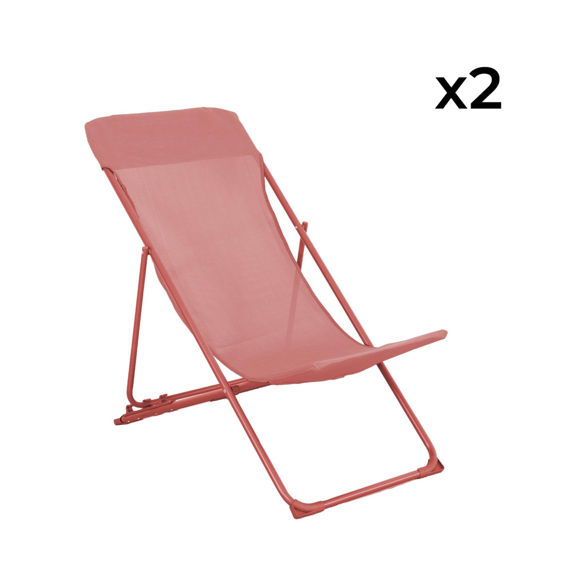 Set 2 sedie sdraio pieghevoli Terracotta - 83x88x95 cm