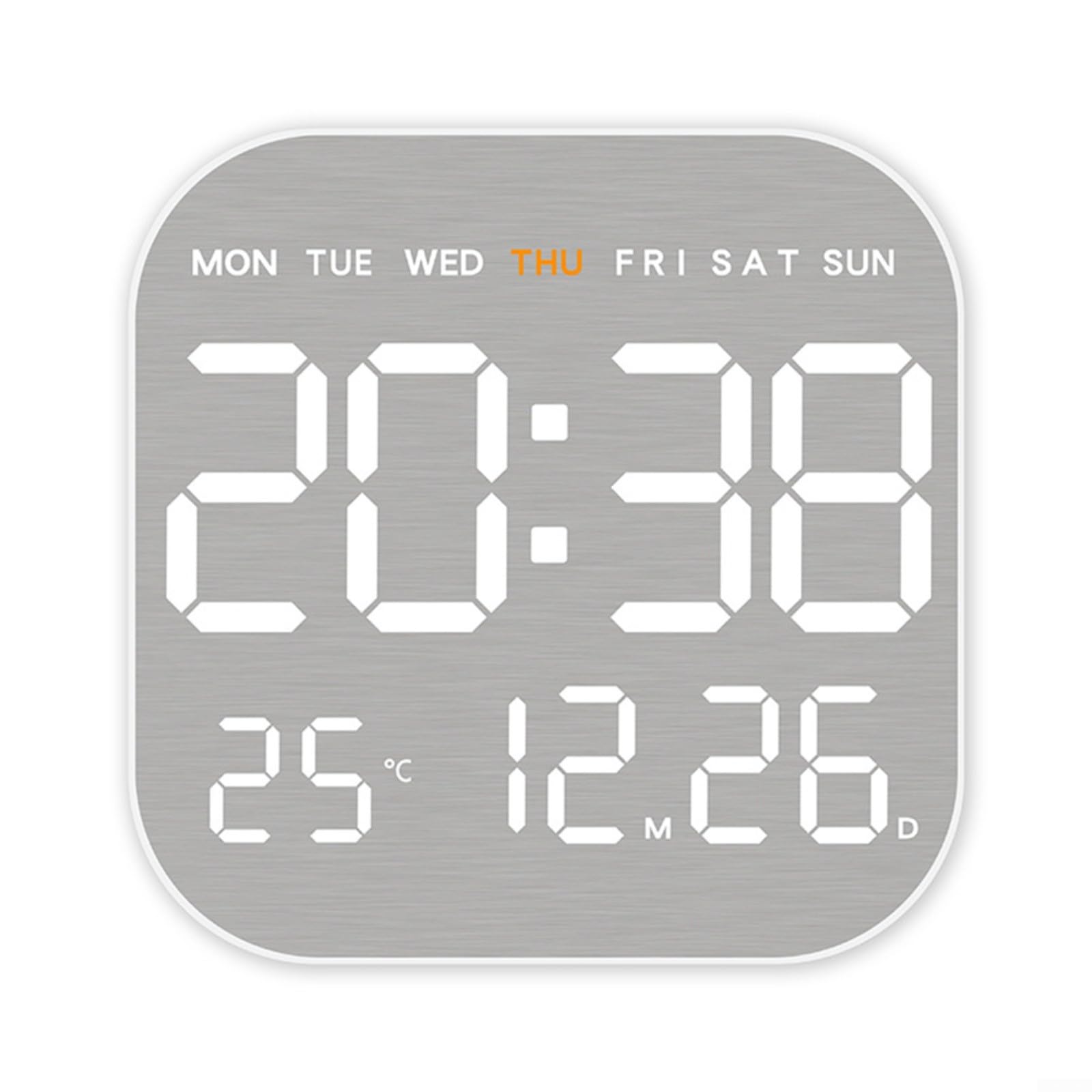 Horloge murale LED en métal brossé noir avec thermomètre et hygromètre électronique