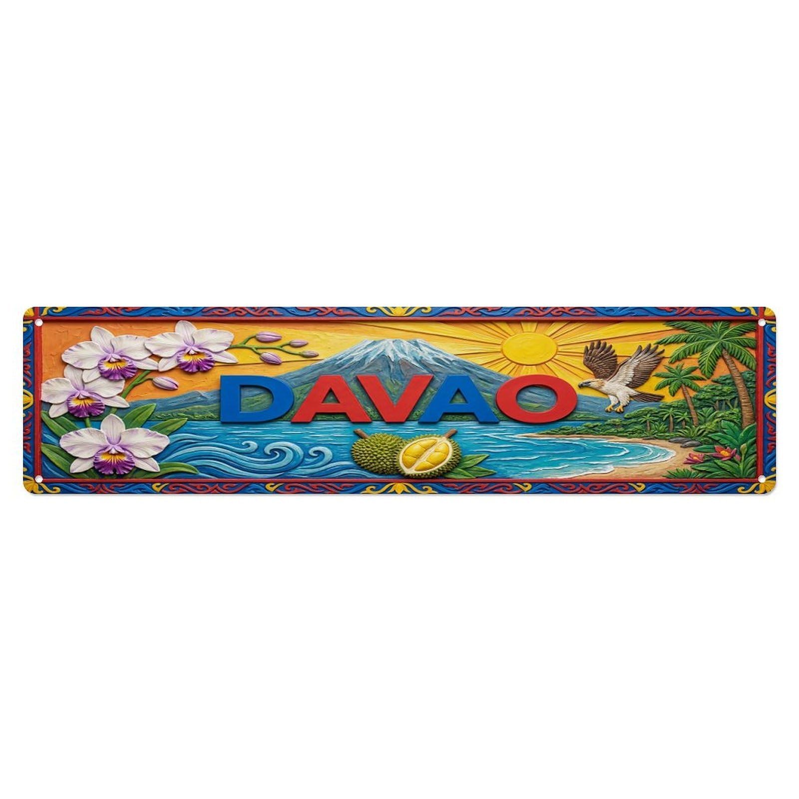 Gead 4X16inch Style Vintage Davao Philippines Flag Pattern Metal Tin Sign
