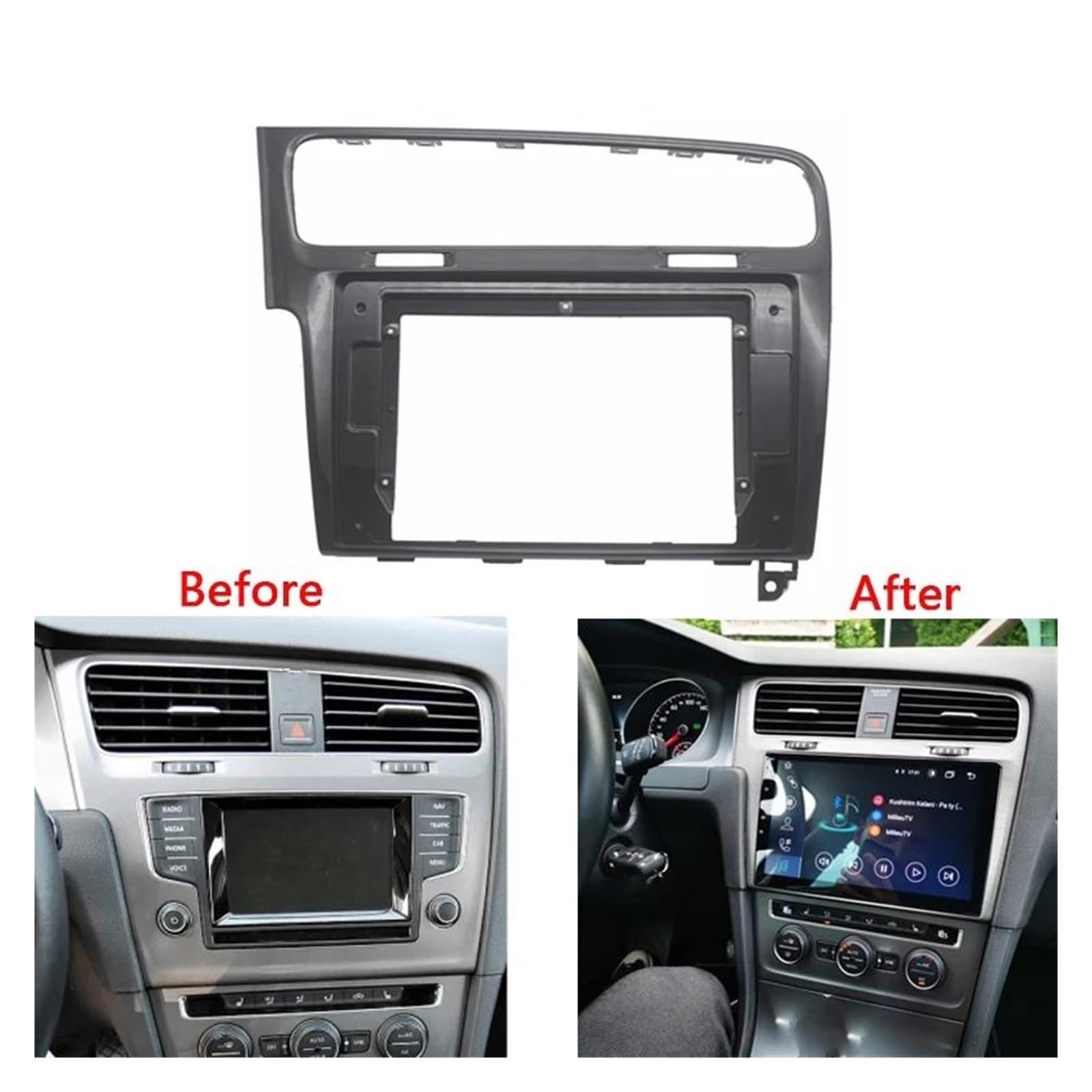 Genérico Adaptador Radio Coche Marco Adaptador Radio para VW para Golf 7 2013-2017 Kit Panel Frontal Y Embellecedor para Instalación Equipo Sonido(LHD)