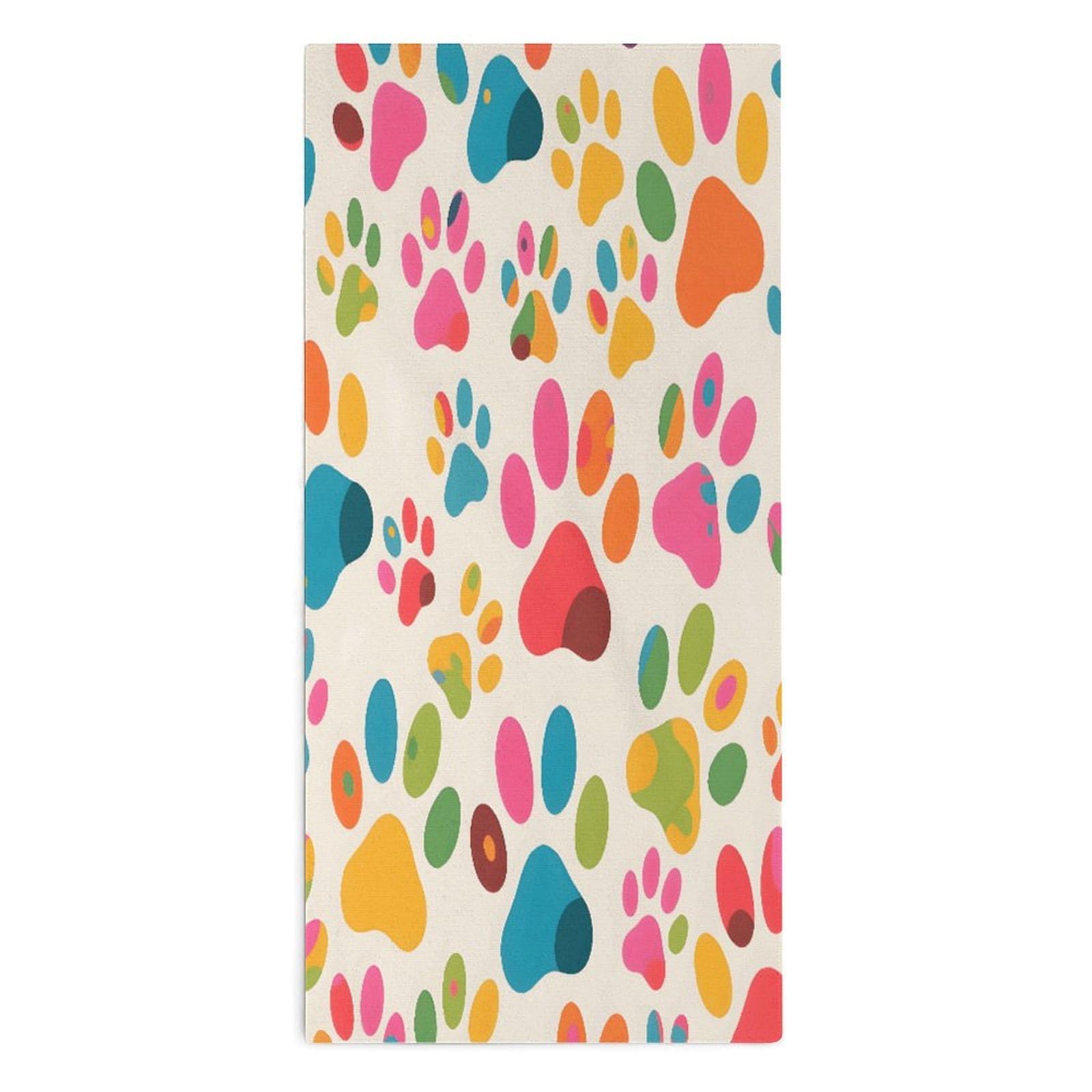YUXBVKRS Neon Paw Pattern Hand Towels for Bathroom 14x29 Inch
