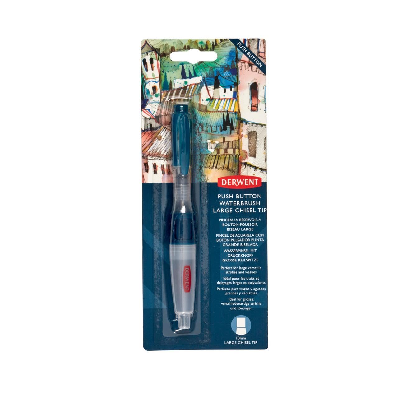 Derwent Push Button Waterbrush Large Chisel Tip
