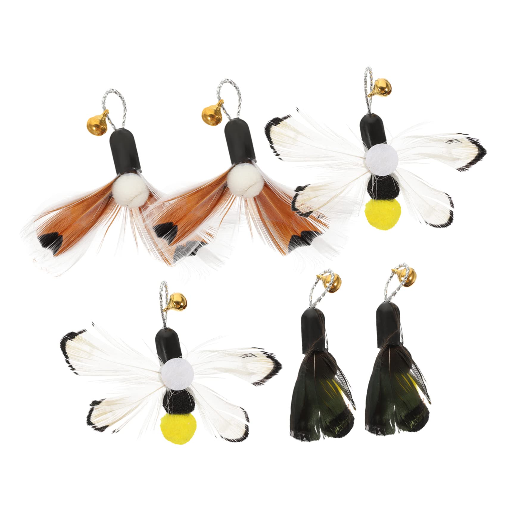 Yardwe 30pièces Recharges pour Canne à Chat Têtes Plume Et Insectes Jouets pour Intérieur