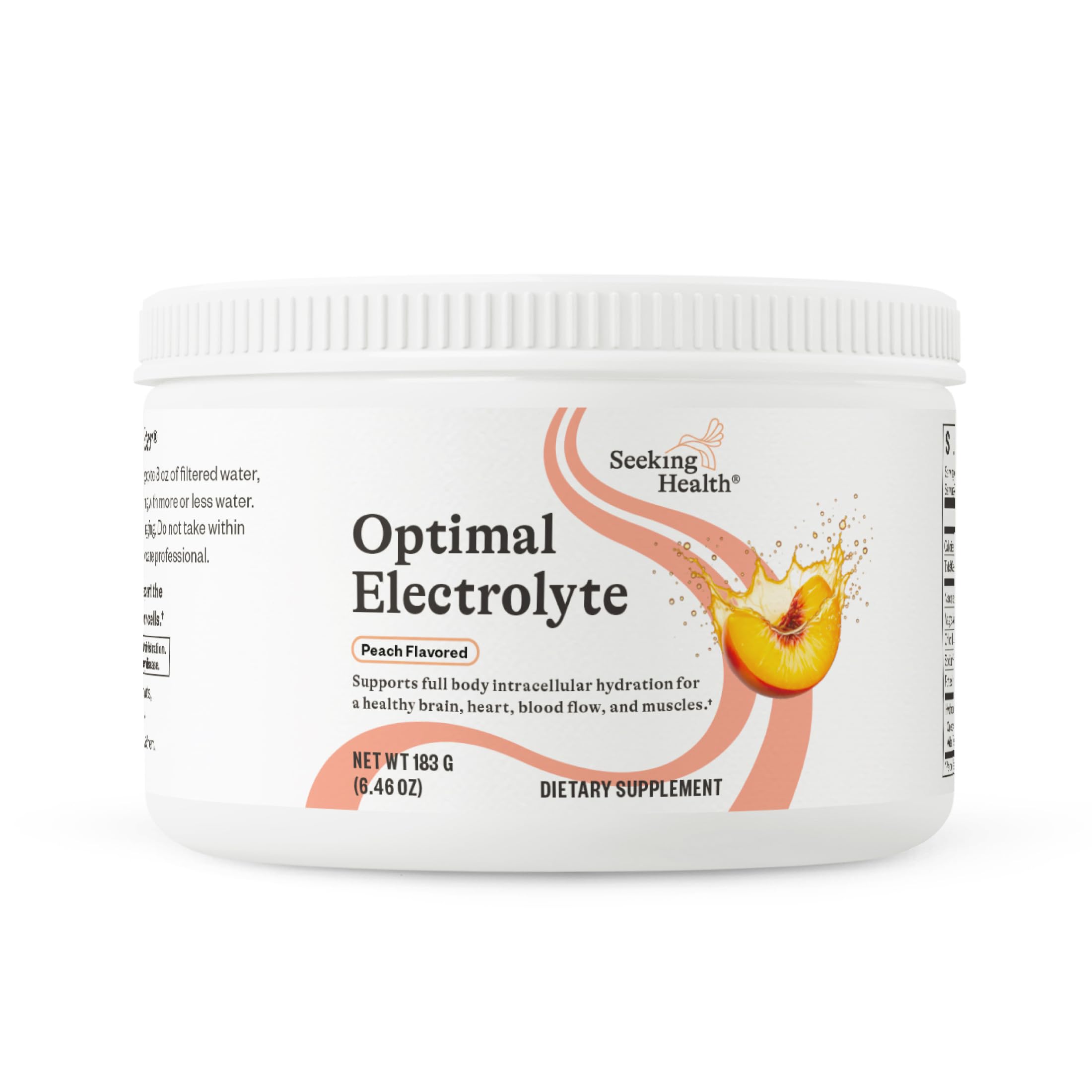 Seeking Health Optimal Electrolyte Powder - with Sodium & Potassium - Support Digestion & Energy with Magnesium Electrolyte Supplement -Peach 30 Servings Tub Peach
