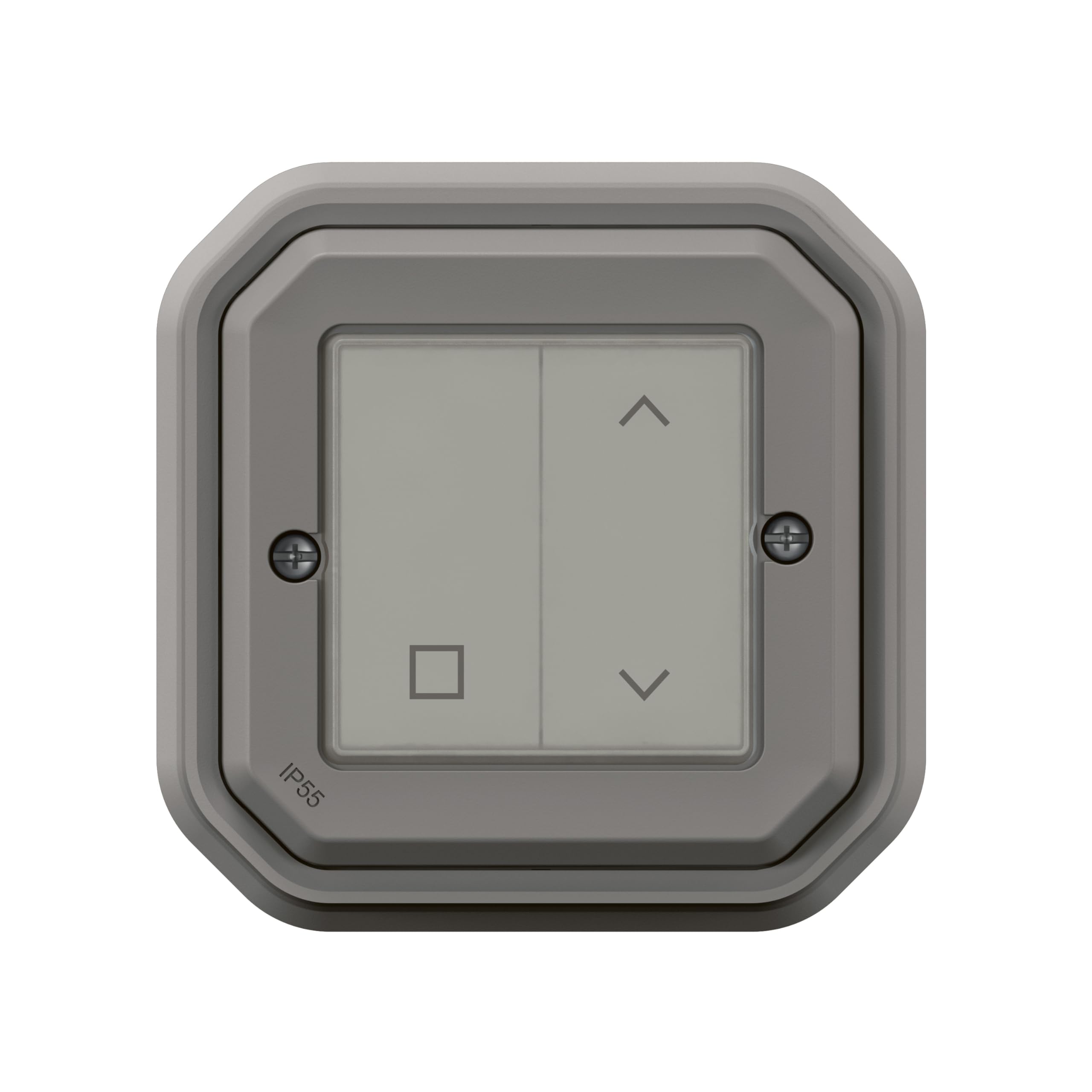 LEGRAND, Plexo New Connected-Feuchtraum-Rollladenschalter, Smart-Home, Aufputz-Schalter, kabellos, batterielos, Home+Control-App, IP55 - IK07 wasser- und stoßfest, Farbe: Grau, 069873L