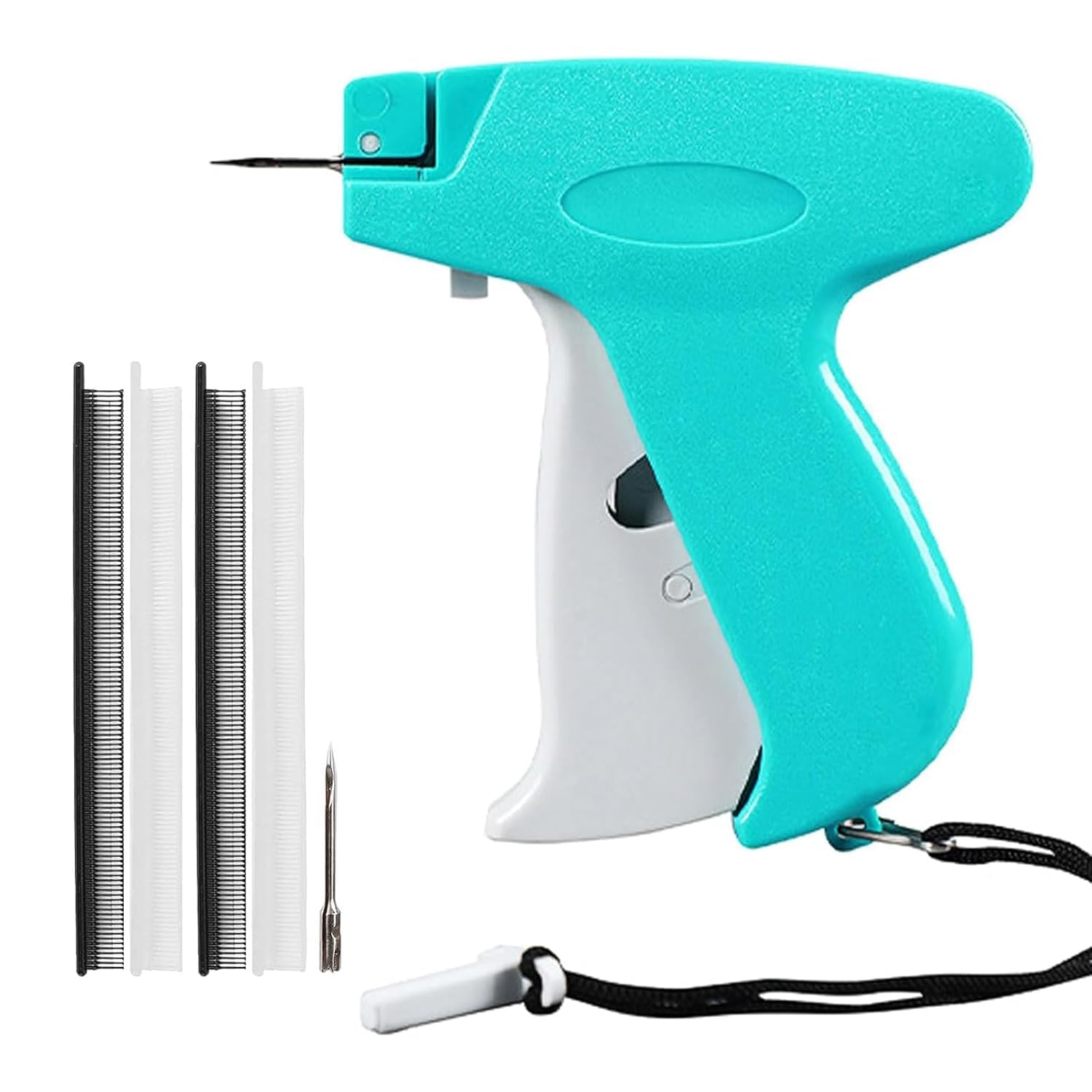 GOPINATHJI Mini Stitch Gun Kit, Tagging Gun for Clothing, Easy Stitch Sewing Hemming Gun for Clothes, Quick Cloth Fixer Gun Kit with 2 Needles, 1500 Black Fasteners & 1500 White Fasteners,Green