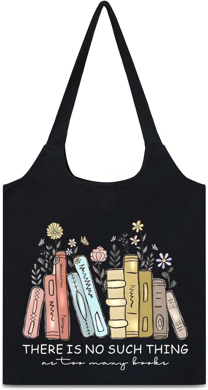 Women Canvas Tote Bag For Book Lovers Gifts for Readers Flower Cute Aesthetic Shopping Grocery Reusable Tote Bags