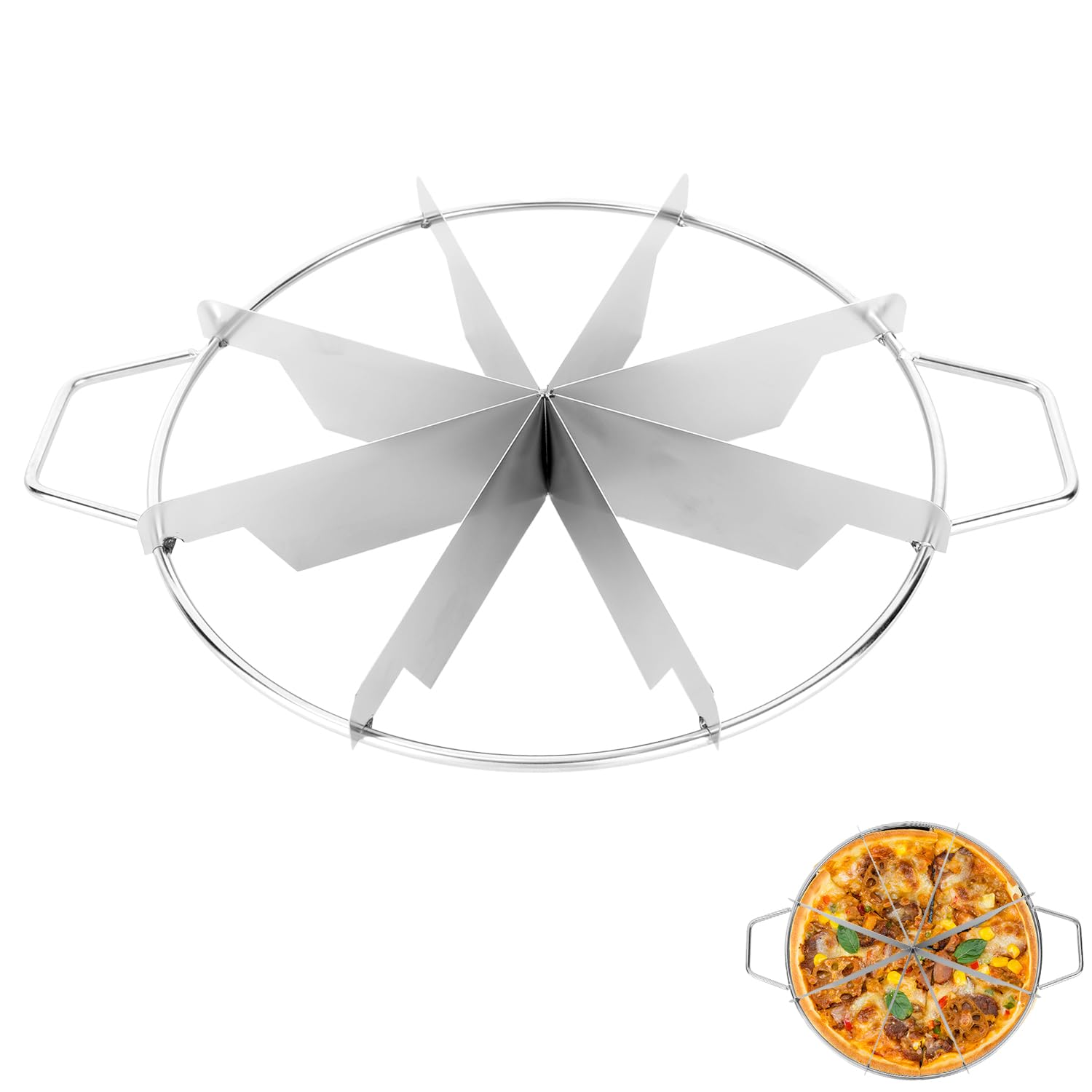 Presse à Découper les Gâteaux à 8 Parts, Coupe-Tartes Ronde en Acier Inoxydable avec Poignées Latérales pour des Portions Uniformes Idéale pour les Boulangeries et la Maison