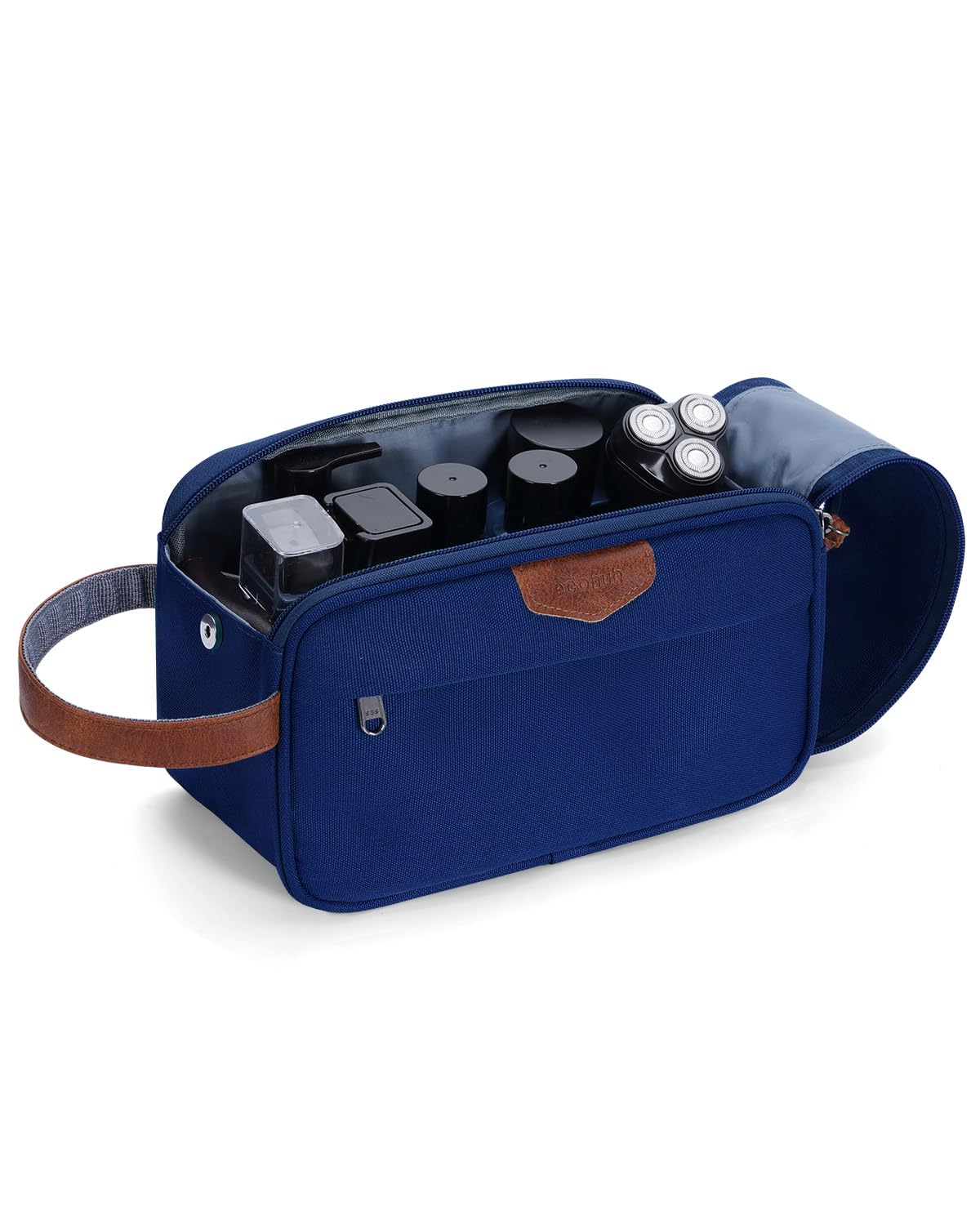 ECOHUB Reise Kulturbeutel für Herren, Wasserdicht Kulturtasche mit Groß Fach & Nassfach, PET-Recycelte Waschtasche mit Doppelter Reißverschlussöffnung, Kosmetiktasche für Männer(Dunkelblau)
