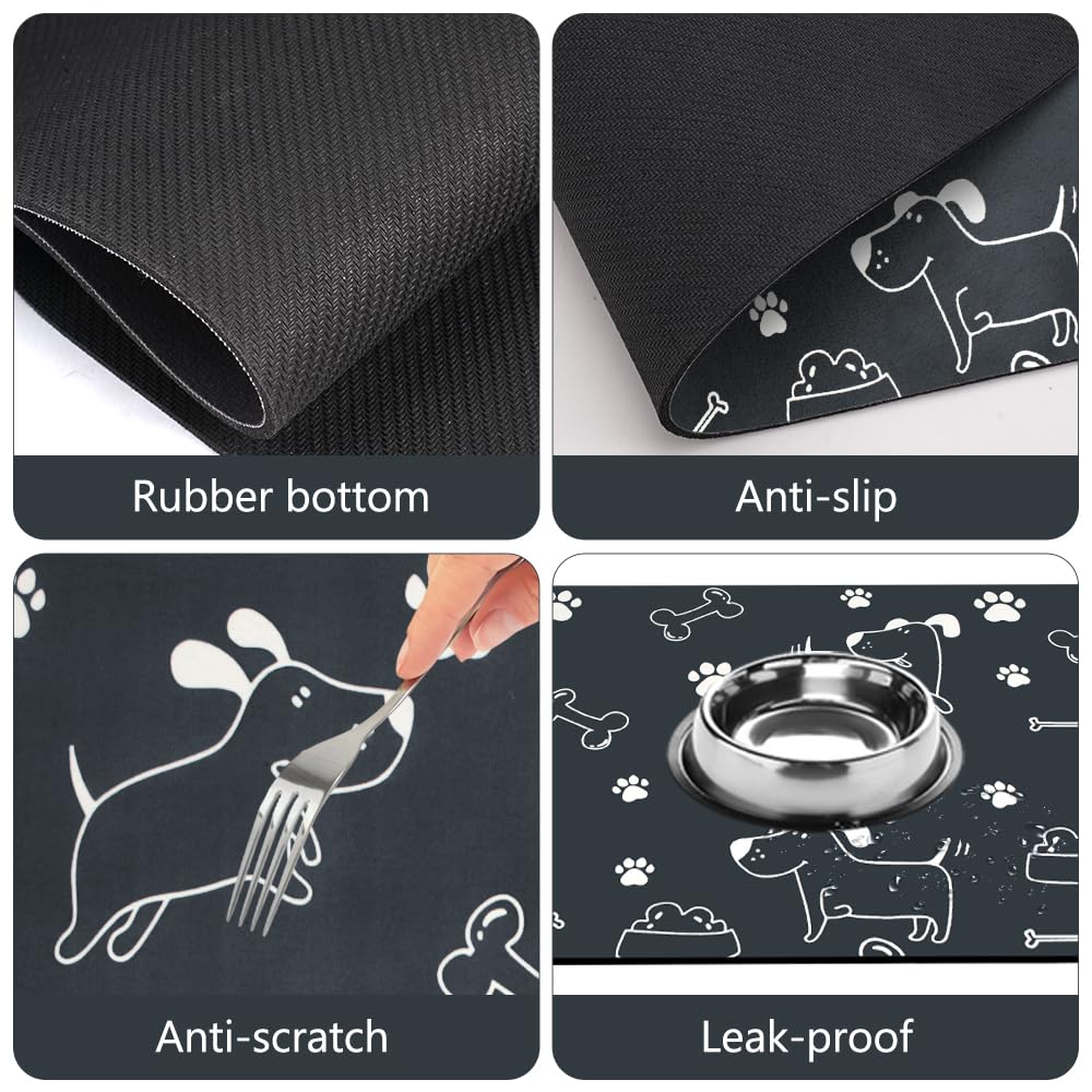 Tappetino Assorbente Per Ciotole Di Cani E Gatti – Antiscivolo, Facile Da Pulire, 31x51 Cm, Colore Grigio