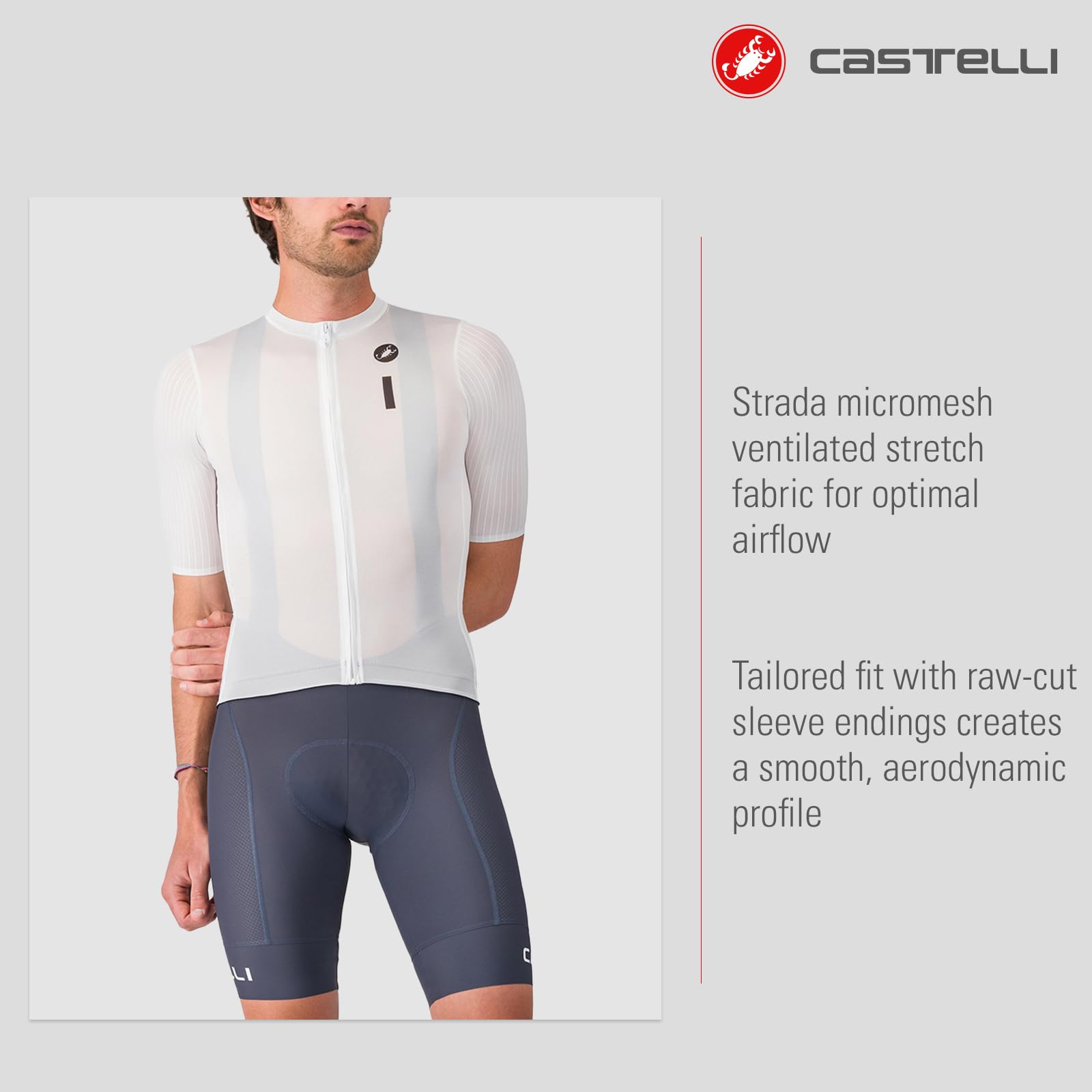 CASTELLI Drittone Logo Jersey da uomo, leggero, traspirante, maglia da ciclismo con vestibilità su misura per un comfort tutto il giorno