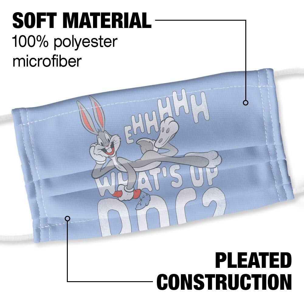 Popfunk Looney Tunes What's Up 1-Ply Reusable Face Mask Covering with Adjustable Nose Wire, Unisex