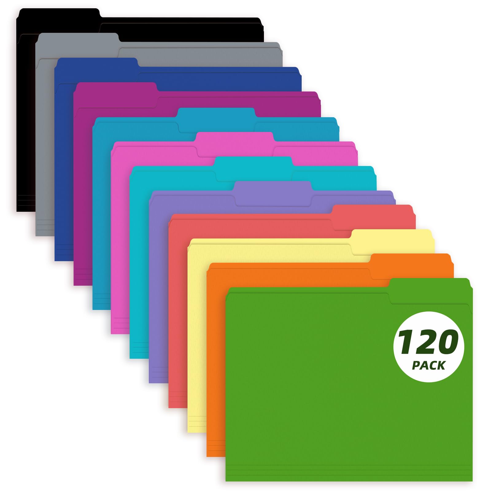 File Folders 1/3 Cut Tab 120 Pack 1/3 Cut Tab File Folders - Letter ...