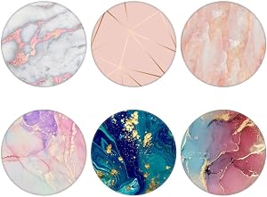 （6 Pack） Cellphone Stand,Cell Phone Finger Foldable Holder Grip for Smartphones and Tablets - Rose Gold Green White Pink Marble