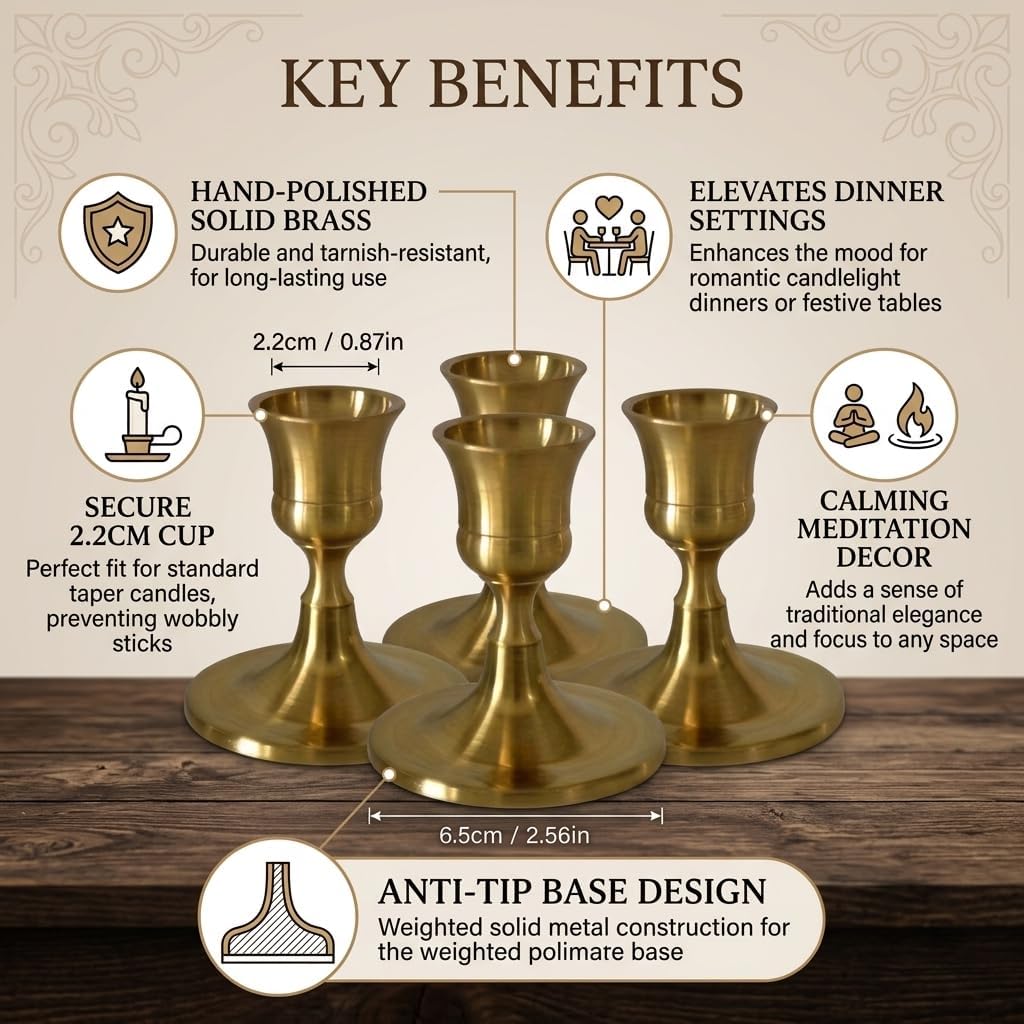 Bronze Wine Glass Metal Candlestick Holders - Vintage Modern Metal Taper Candle Holders, Decorative Centerpiece for Table Mantel, Wedding Kitchen Home Decor, Wedding Gift,30Pcs