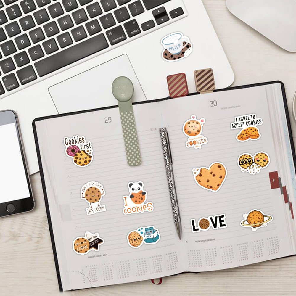 120 Pcs Snack Cookies Graffiti Stickers for Water Bottles,Guitar,Bicycle,Laptop,Skateboard,Computer,Cookie Cute Style Stickers Waterproof Vinyl,Scrawl Decoration for Girls Boys Children Teens - Image 4