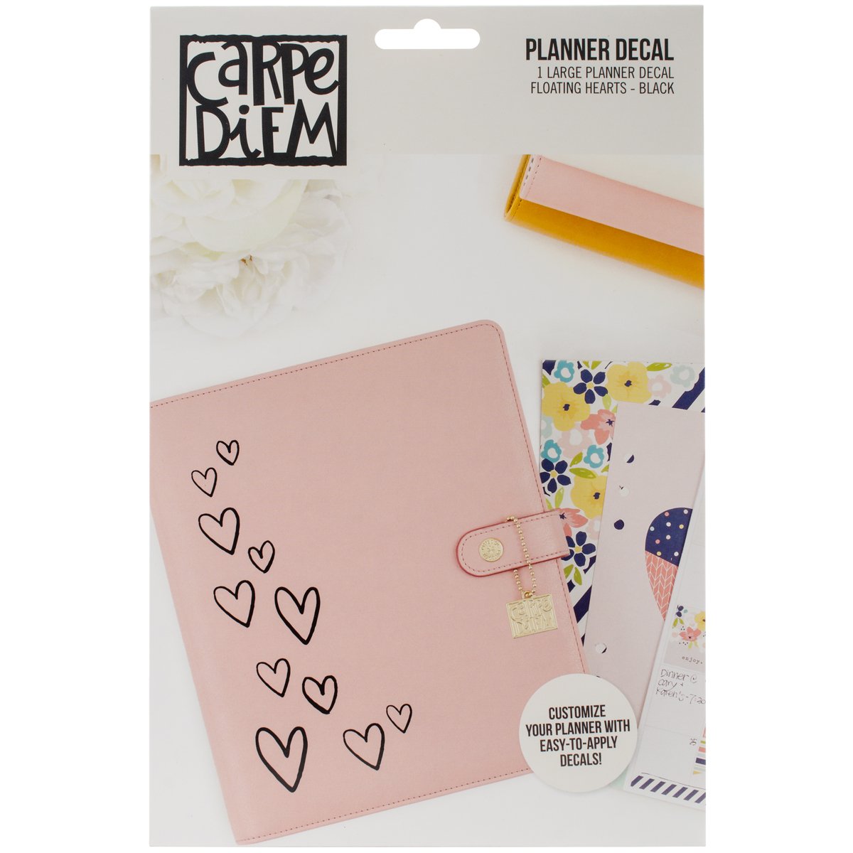 Simple Stories Black Carpe Diem Floating Hearts Decal, Synthetic Material, 23 X 15.2 X 0.1 Cm