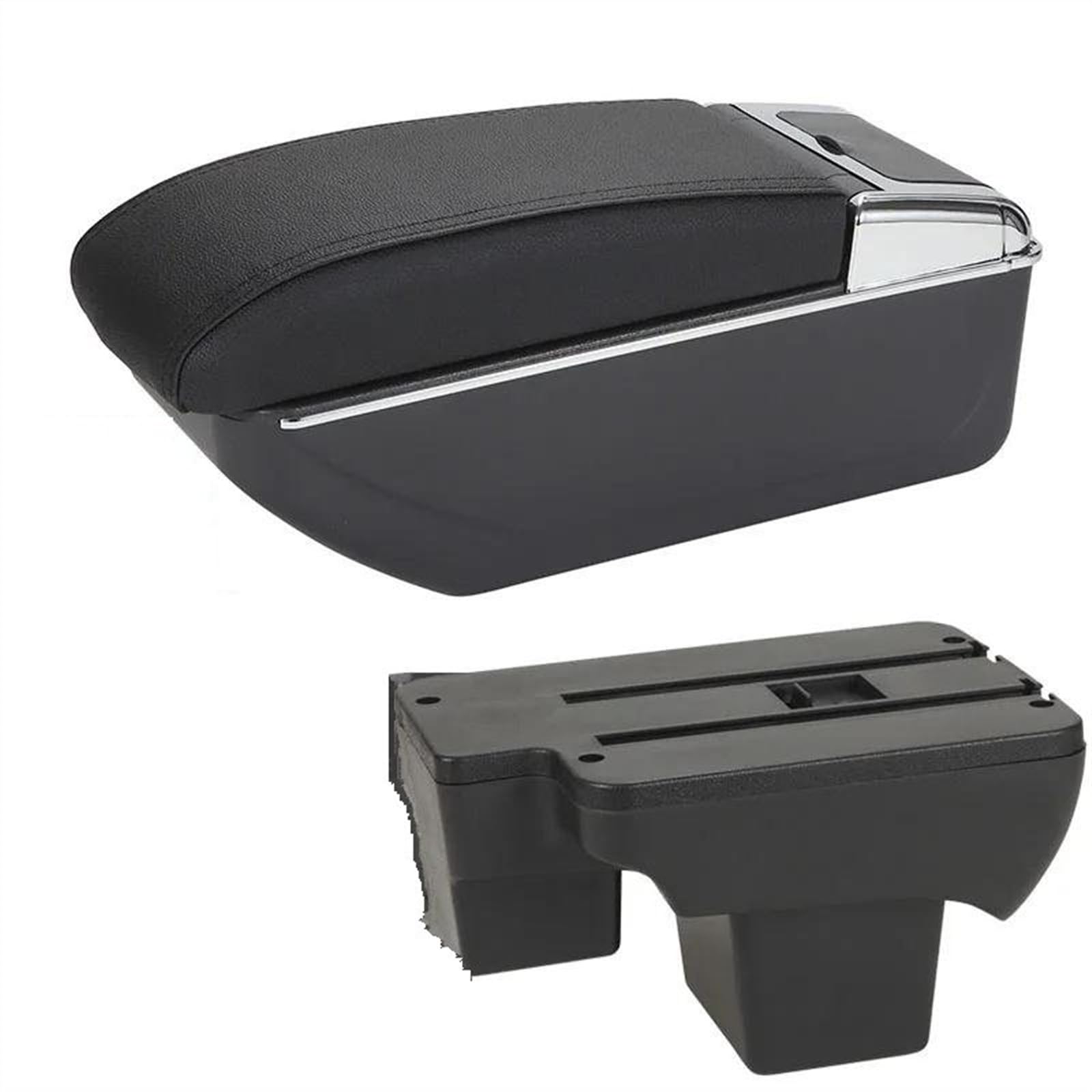 NOHEEU Center Console Armrest Storage Box Car Interior Parts Modification Accessories For Polo 2020-2024(B2 Black black 7USB)