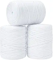 SYMEON Fio de Malha 1kg Ecologico Residual 140m Artesanato Crochê (Tons de branco)