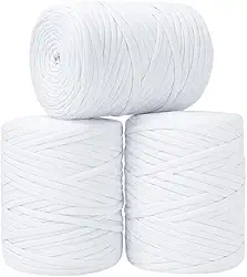 SYMEON Fio de Malha 1kg Ecologico Residual 140m Artesanato Crochê (Tons de branco)