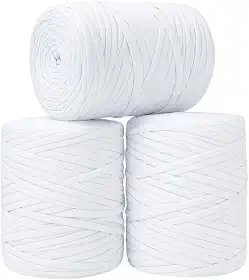 SYMEON Fio de Malha 1kg Ecologico Residual 140m Artesanato Crochê (Tons de branco)