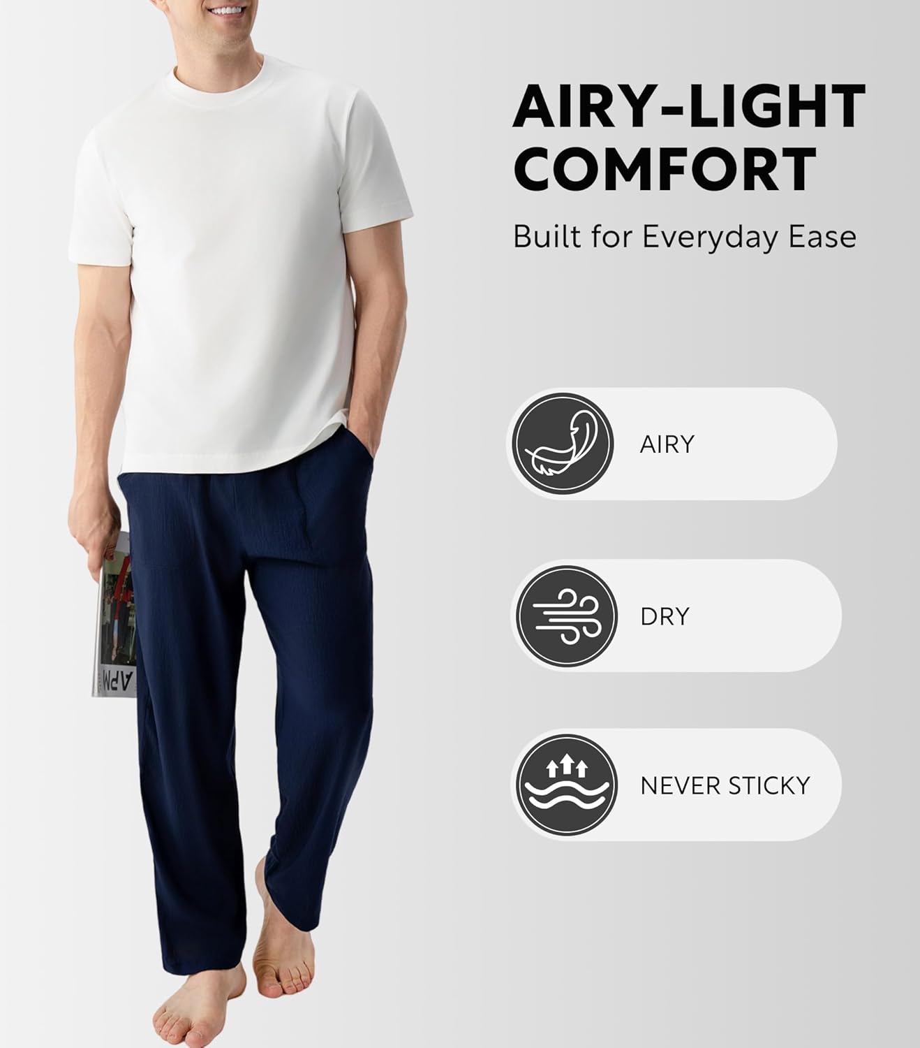 DAVID ARCHY Mens Pajama Pants, Soft Lightweight Sleep Pants, Comfy Lounge Pajama Bottoms with Pockets and Button Fly, 2 Pack - Image 4