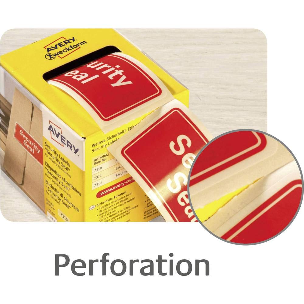 Avery Italia 7311 Etichette in Rotolo Prestampate, 38 x 20 mm, sigilli di sicurezza anti manomissione, 200 etichette per rotolo
