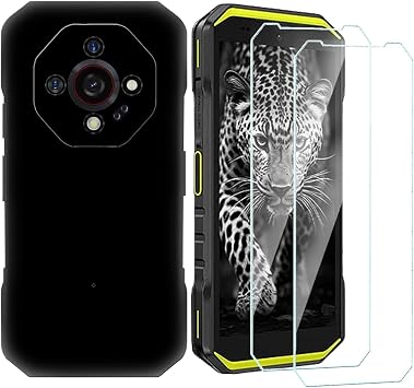 Cover for Ulefone Armor X32 Phone Case and 2x Tempered Glass Screen Protector, Black Soft Silicone TPU Protective Bumper Case