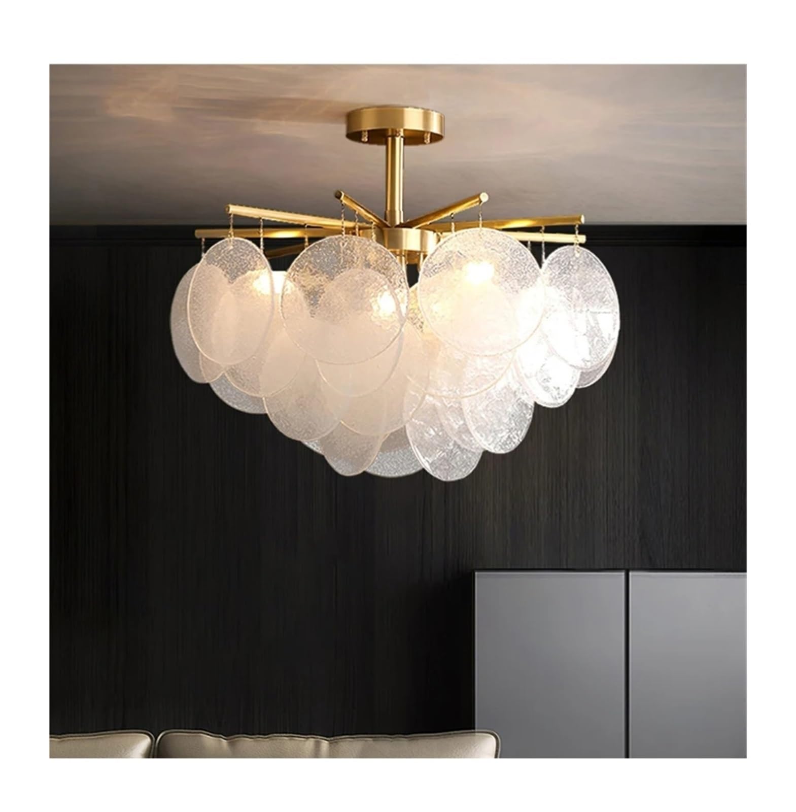 Éclairage LED de prestige en verre doré pour salon et chambre