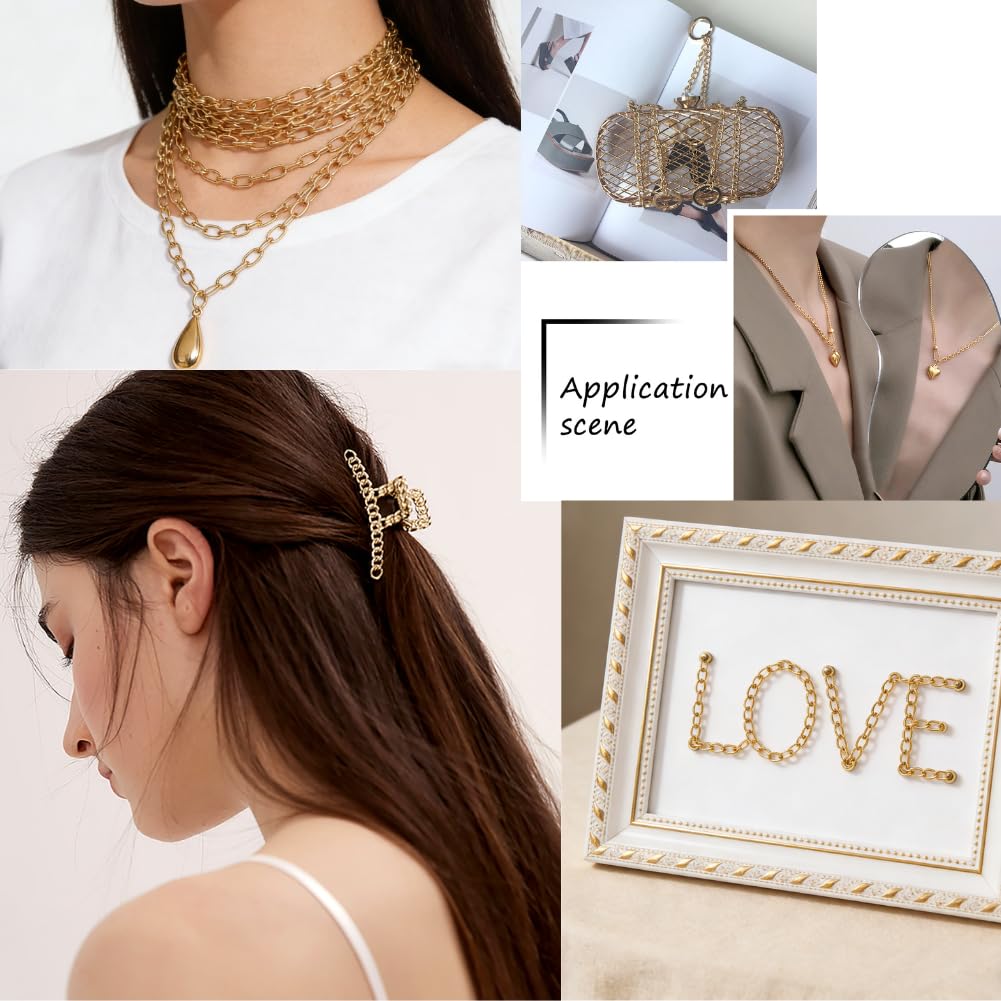 金色メッキ チェーンリンク ネックレス&ブレスレットセット 金属アレルギー対応 ジュエリーセット サージカルステンレス スマート