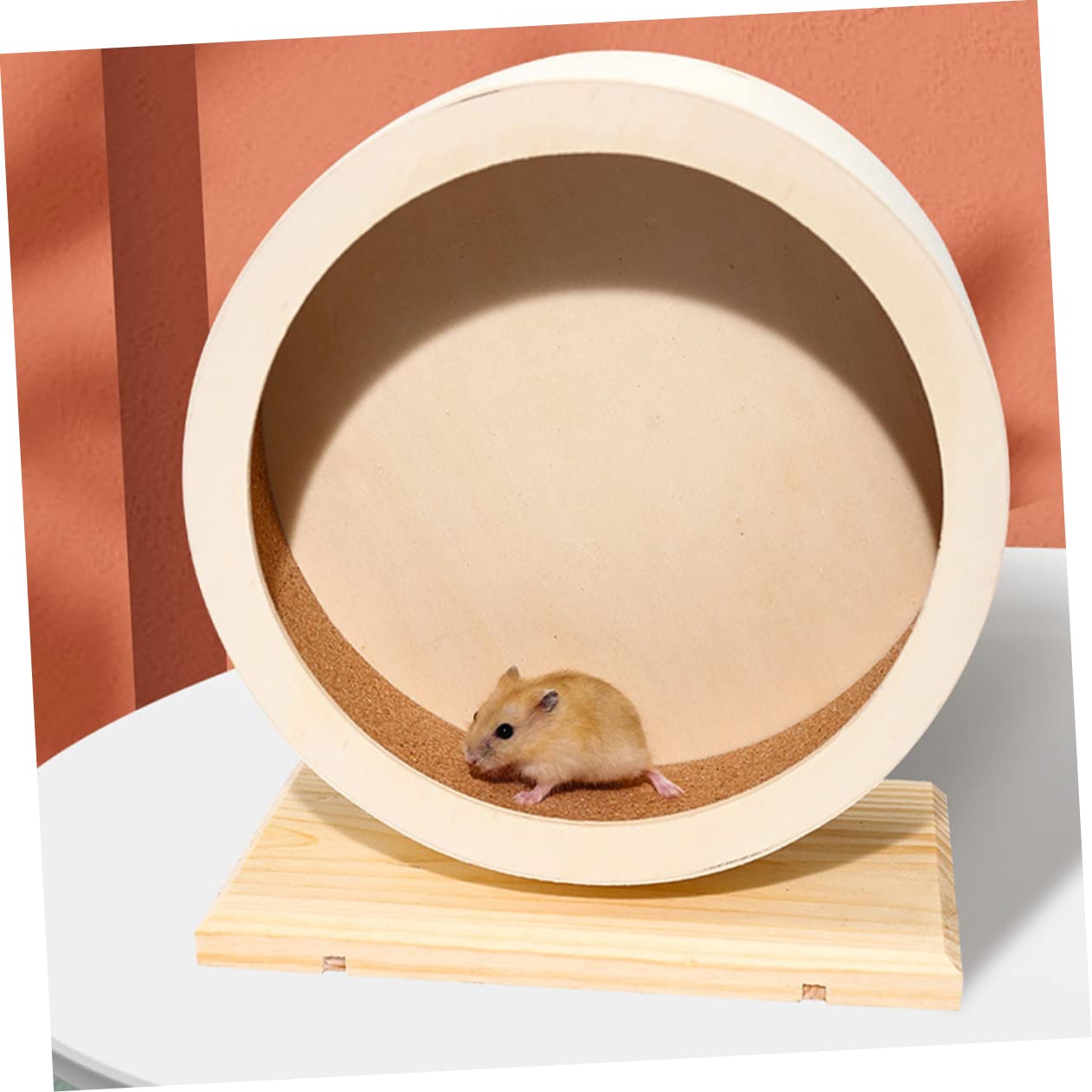 Roue d'exercice en Bois pour Hamster Silencieuse, Modèle Khaki