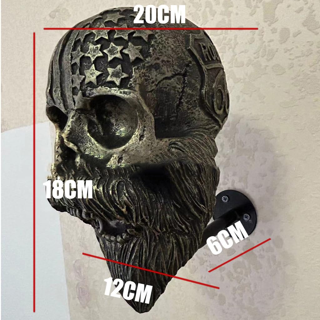 Porta Casco da Moto con Teschio, Porta Casco per Moto con Teschio, Multiuso Rimovibile Artigianato in Resina Supporto per Casco, Portacasco con Teschio wall Mount